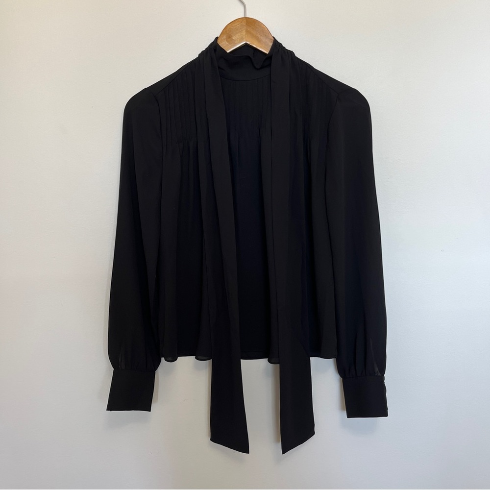 DEREK LAM 10 CROSBY valentine tie blouse in black Size 0 NWOT - Picture 2 of 5
